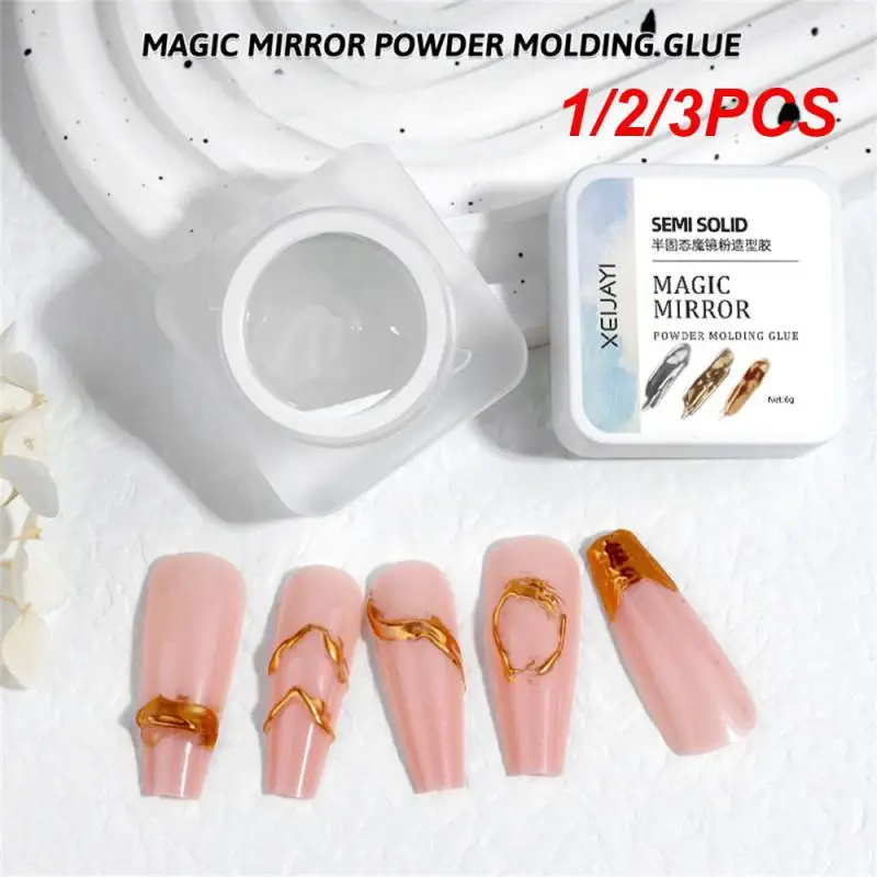 

1/2/3PCS Mirror Powder Soak Off Tranparent Manicure Model Gel 3d Edge Uv Nail Art Gel Semi Solid Molding Adhesive