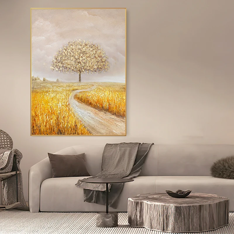 

Hand-painted Oil Painting Fortune Tree Golden Autumn Texture Painting Large Hanging Painting Abstract Decorative Canvas Painting