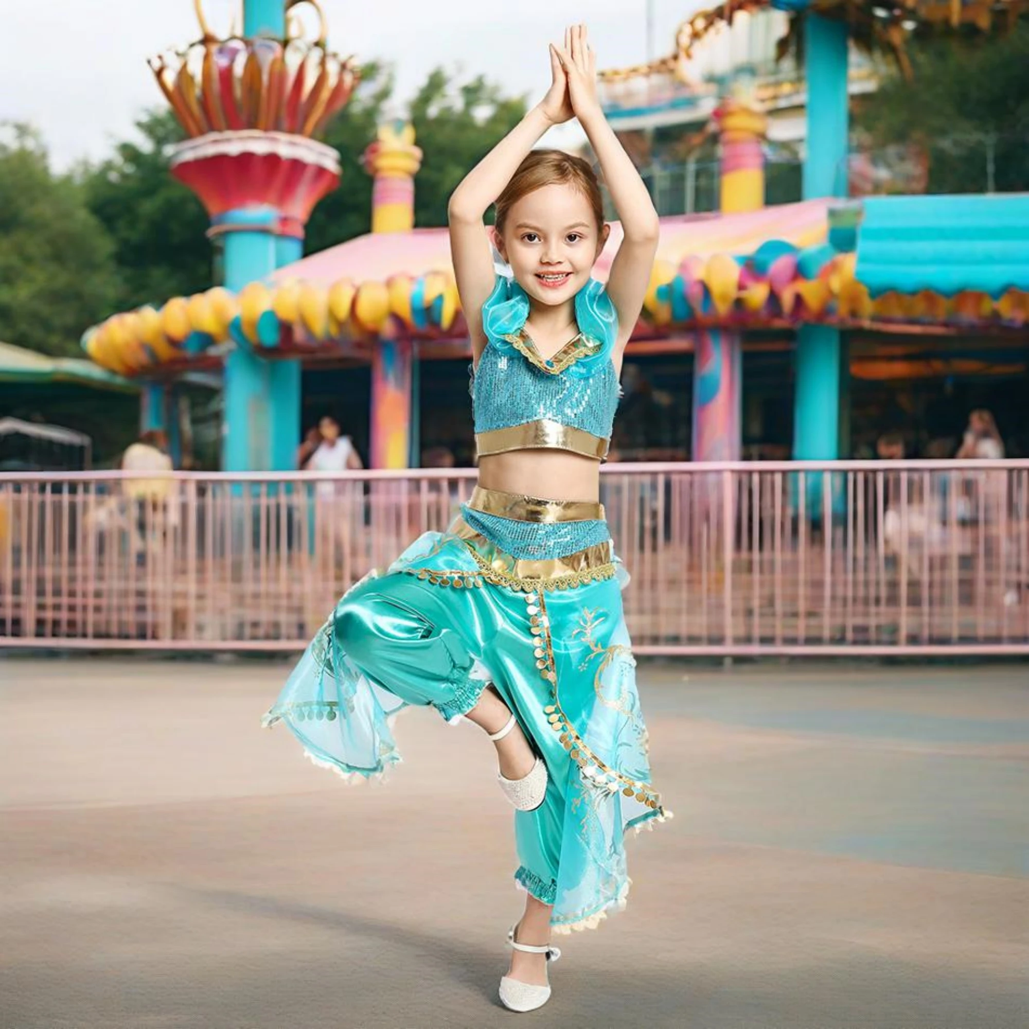 High Adult Kids Aladdin Princess Jasmine Costume Cosplay Wigs Halloween Party Women Girl Belly Dance Fancy Dress