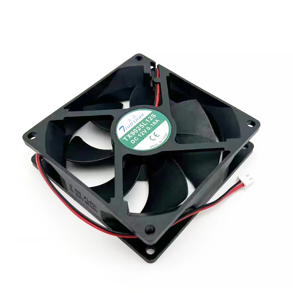 Tx9025l12s의 새로운 기능 DC 12V 0.16A 9cm 9025 냉각 팬 9cm 2 선 와인 캐비닛 냉장고 온도 조절기 캐비닛 냉각