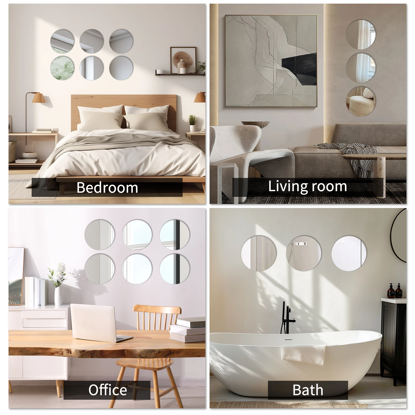 10Pcs Round Mirror for Home Bathroom Living Room Decor 7.87Inch Acrylic Self Adhesive Mirror Circle Plate Mirror Tray