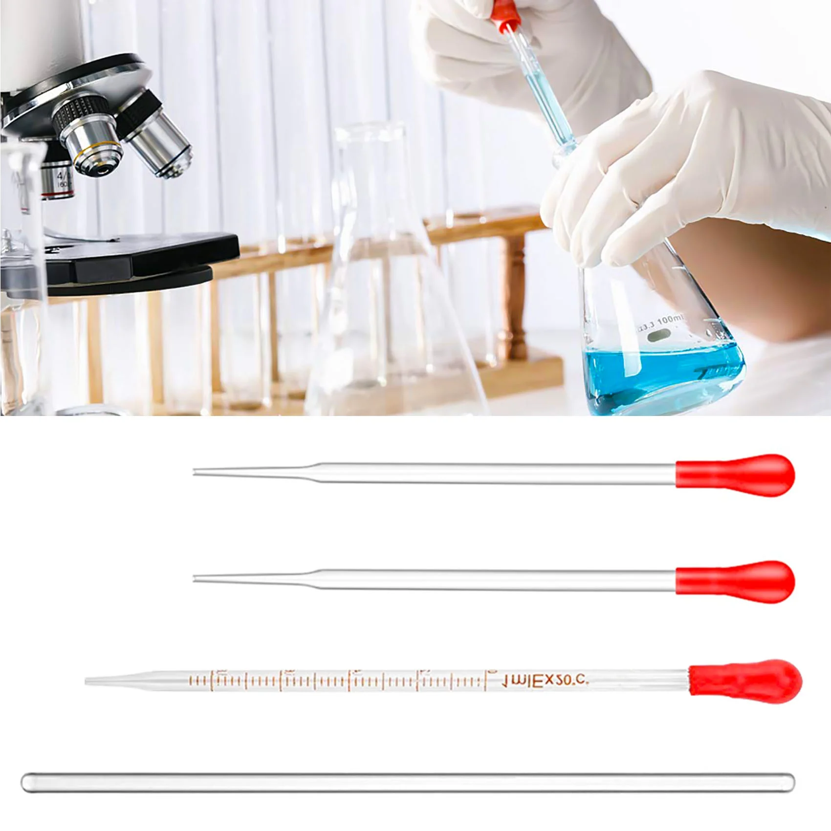 Glass Graduated Measuring Cylinders Set Premium Borosilicate Cylinders Kit 3 Pipettes + 2 Brushes + 1 Stirring Rod