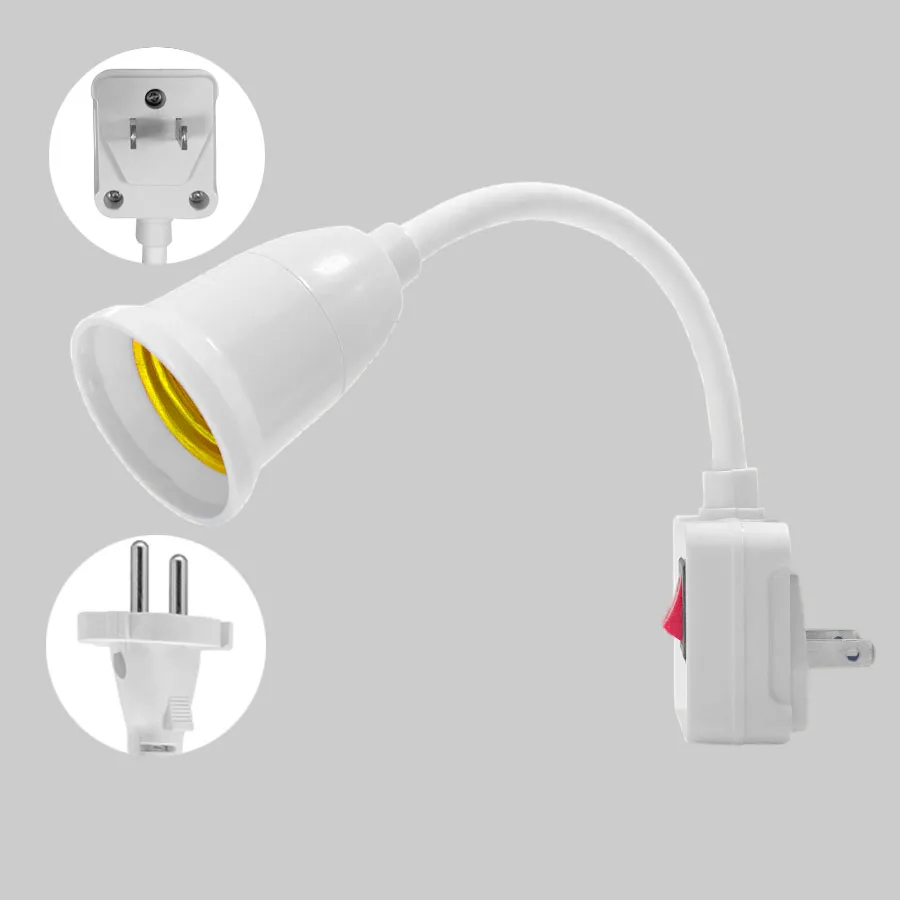 E27 Light Lamp Bulb Adapter Socket Wall Lamps Base Socket Converter ON/OFF Led Lights Screw Holder Bases  Adapter EU/US Plug 1pc us to au plug adapter 4 in 1 wall charger outlet travel converter socket lightweight ac power 3 pin electrical sockets