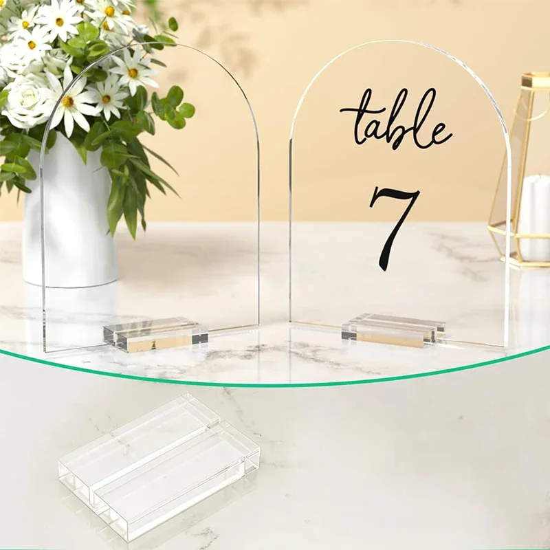 Place Card Holders Place Cards Wedding Table Numbers Floral Card Holders Acrylic Sign Holders Mini Chalkboard Signs 2Pcs Blank Acrylic Sign With Stand for Wedding