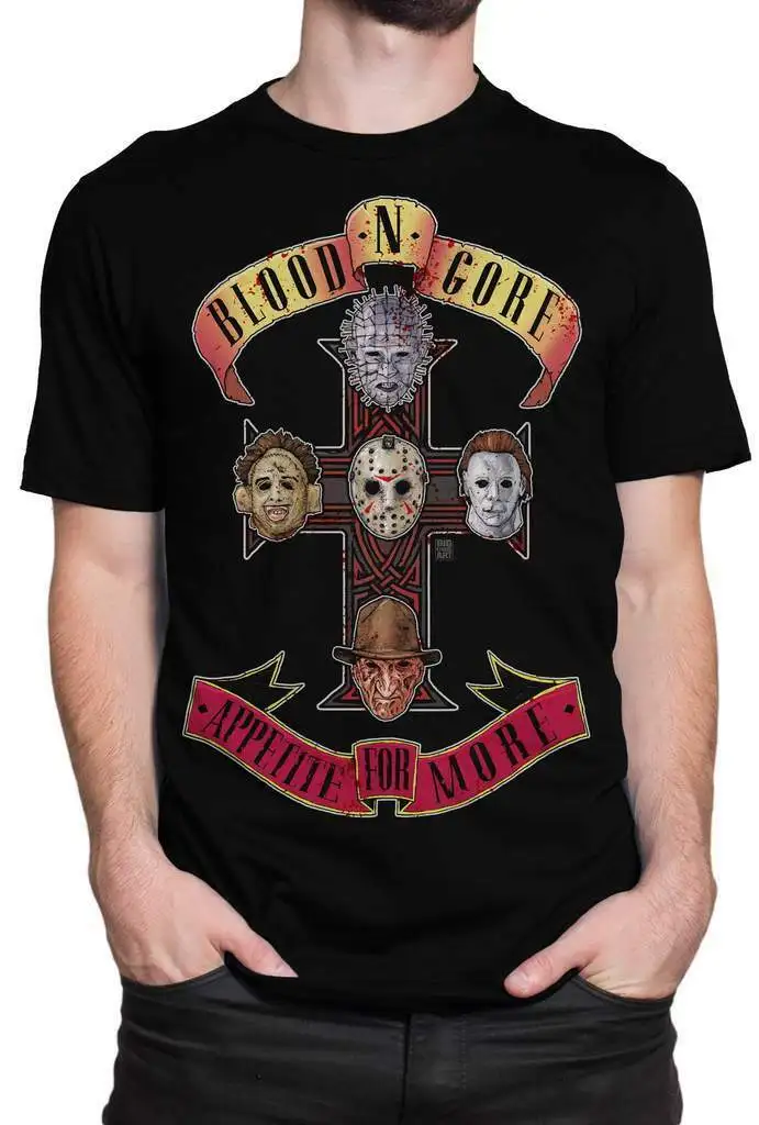 Blood N Gore, Appetite for More. Classic Horror Movie Characters T-Shirt. Summer Cotton Short Sleeve O-Neck Men's T Shirt New