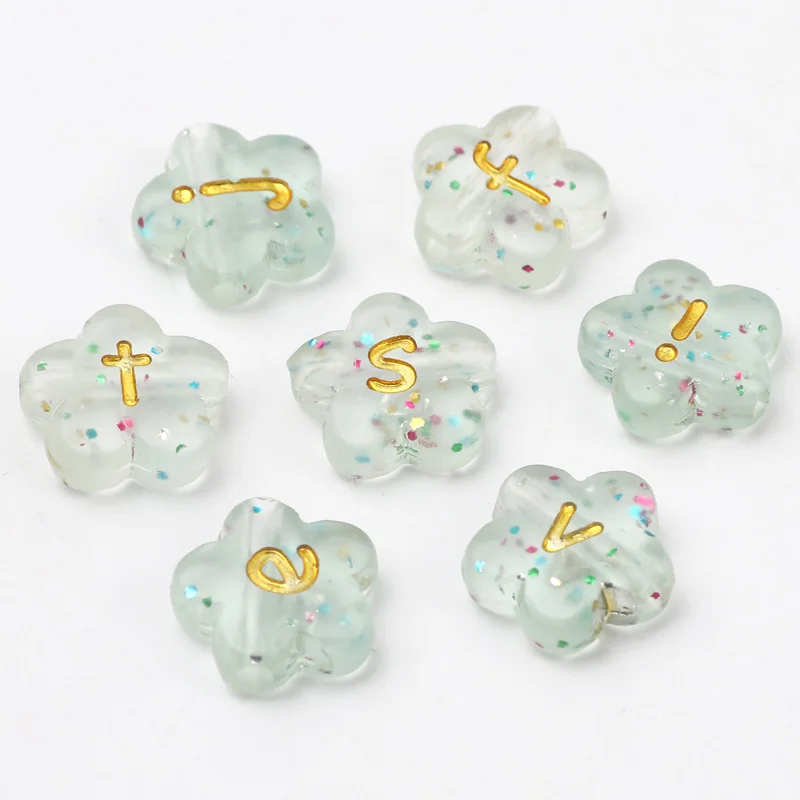 50pcs 11mm 혼합 문자 아크릴 비즈 별이 빛나는 하늘 꽃 비즈 의류 장식 바느질 공예 Diy 쥬얼리 액세서리