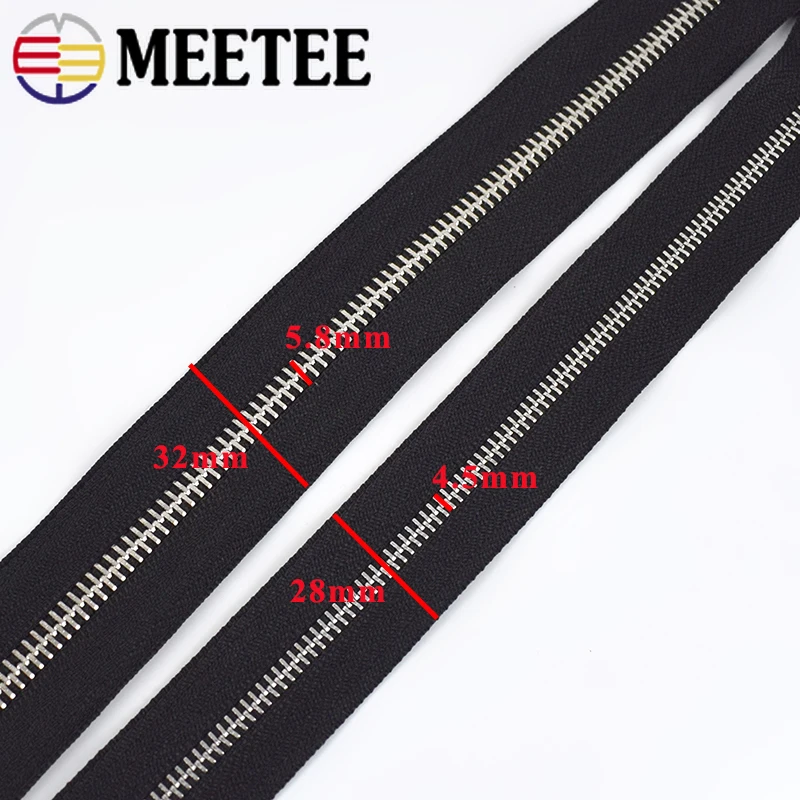 2Pcs 3# Open-End 40-70cm Close-End 15-30cm Metal Zippers Bag Jacket  Decoration Zipper Repair Kit DIY Garment Sewing Accessories