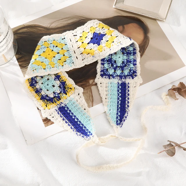 Set Turbanti E Fascia Floreale - 2 Cappelli E 1 Fascia, Vintage, In Poliestere, Taglia Unica