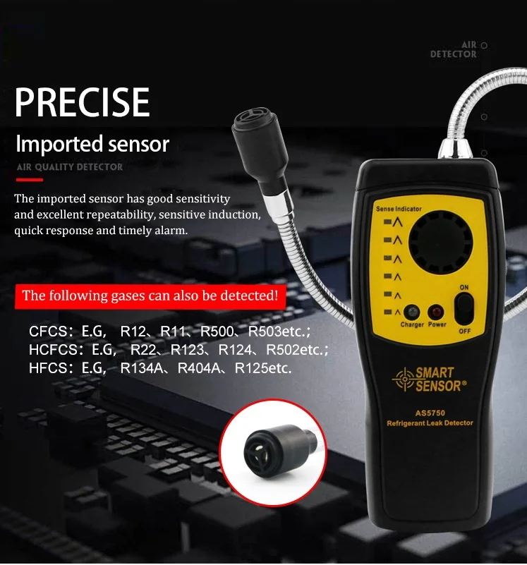 SMART SENSOR AS5750 Refrigerant Leak Detector High Sensitive USB Rechargeable Ha