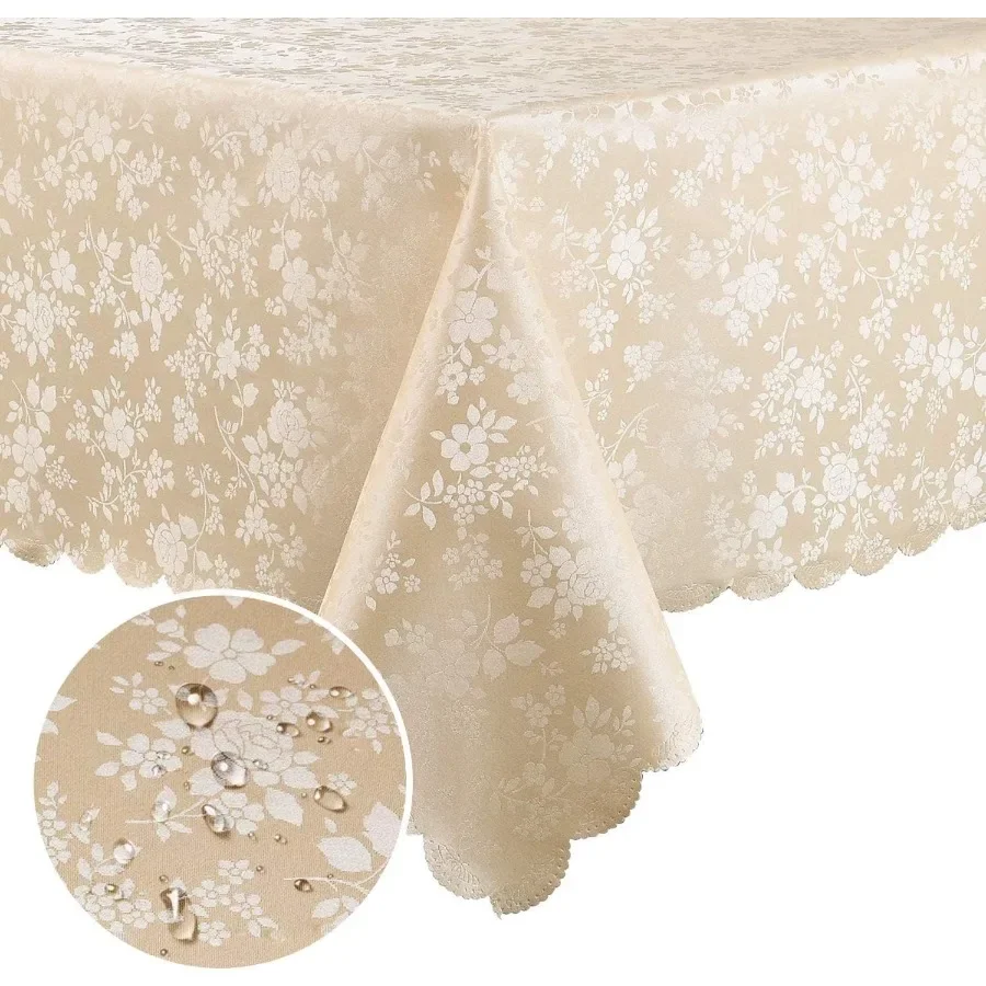 Waterproof Rectangular Vinyl Tablecloth Durable Wipeable