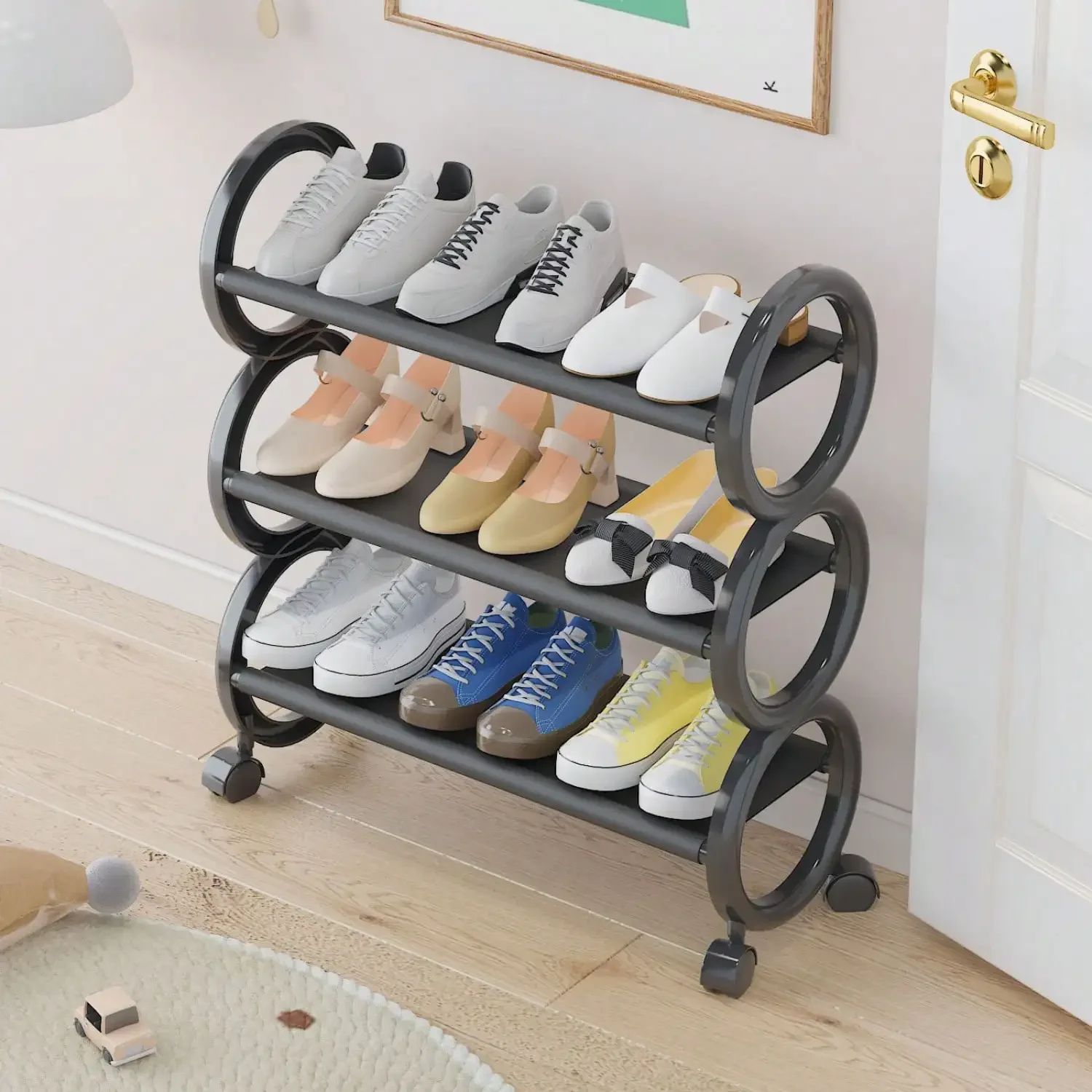 3/4Tiers Multi-functional Minimalist Shoe Racks Removable Storage Rack Dustproof and Waterproof Shoe Organizers Shelves