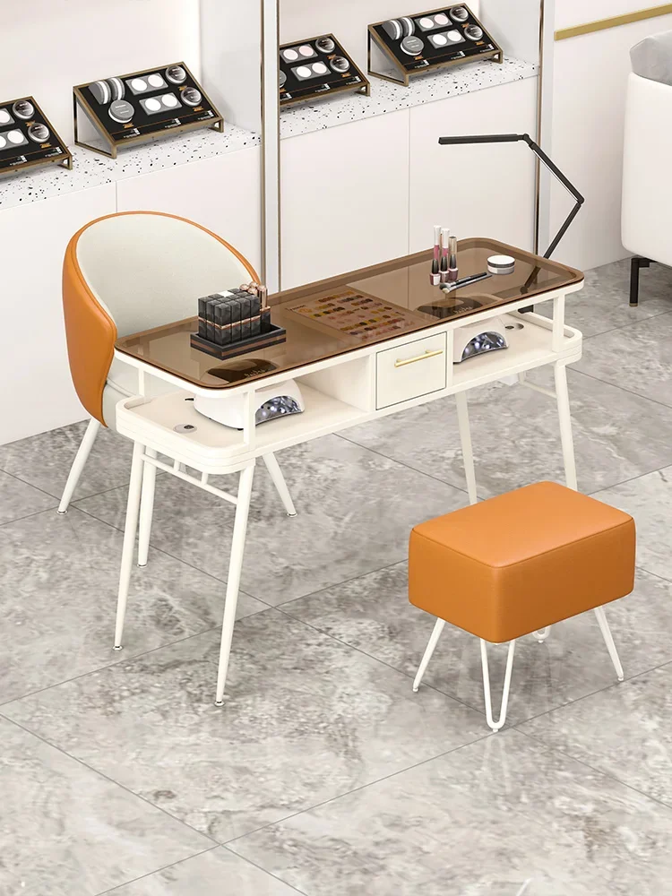 

Luxury Galss Tabletop Nail Table Modern Simplicity Professional Nail Table Dressing Mesa De Manicure Salon Furniture WT