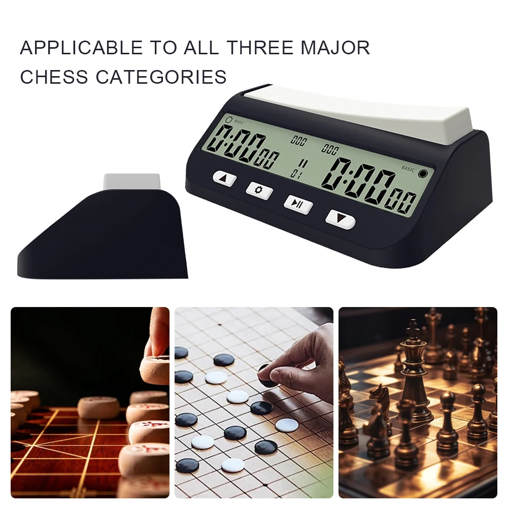 Chess Clock with Basic Delay and Positive Time Features Competition Game Stopwatch for Chess Game I-GO and Chinese