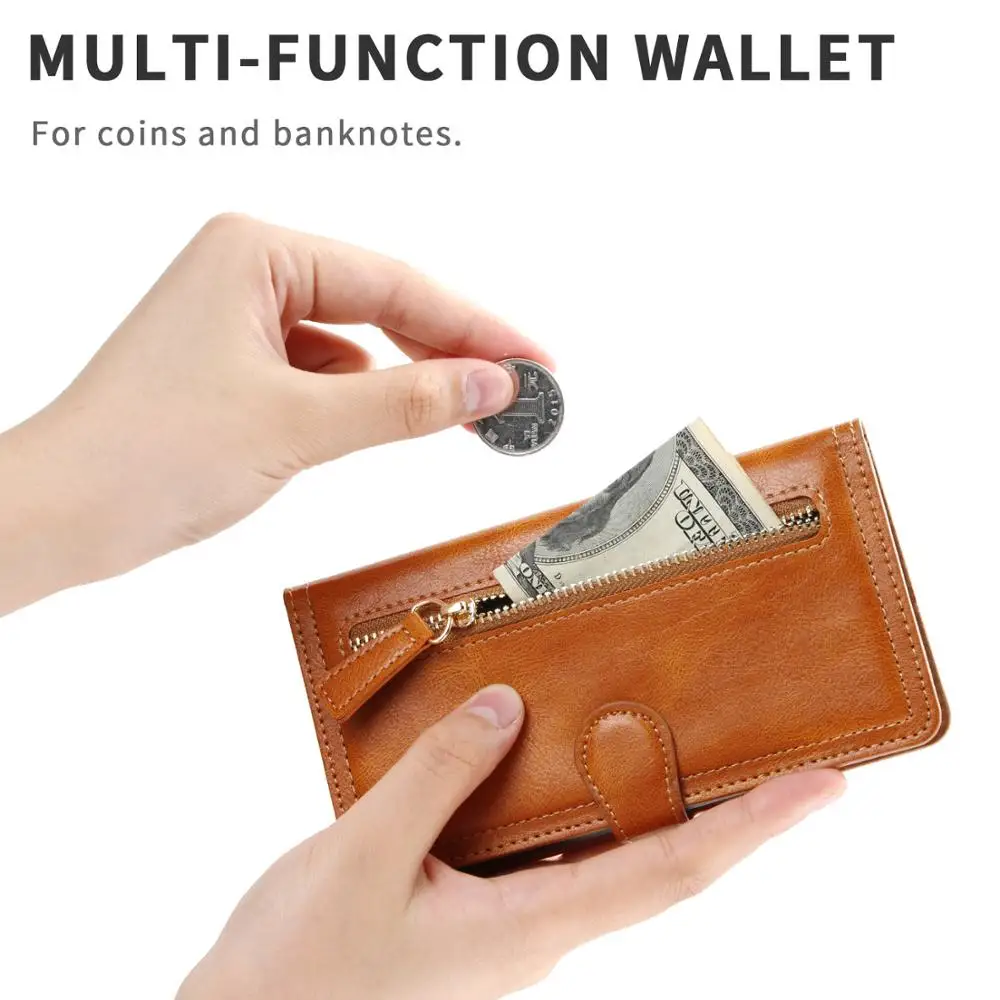 Luxury Leather Wallet Case with Card Slots and Flip Cover