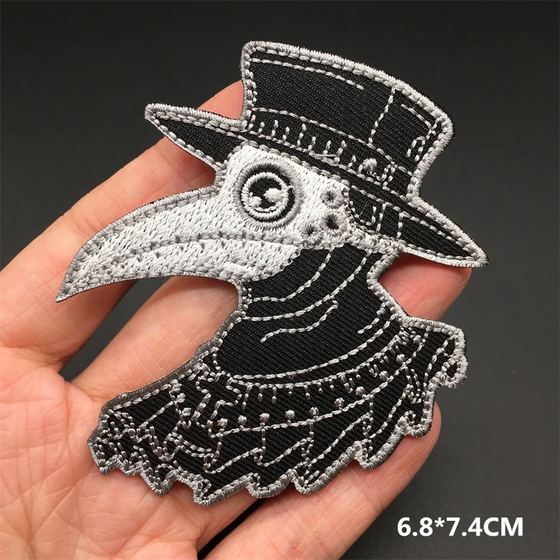 Punk-Style Black & White Embroidered Thermoadhesive Jacket Patches