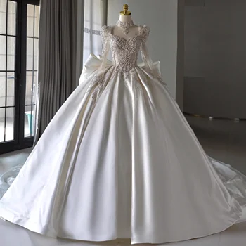 PRXD-2323#French Retro Satin Dresses For Women 2025 New Bride Luxury Trailing and Floor-Length Wedding Dress Gift Accessories