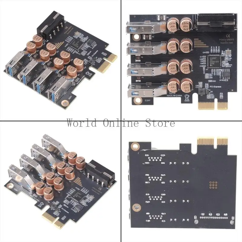 실용적인 PCIe-4 포트 USB 4Pin 카드 어댑터 카드 데스크탑 마더 보드 87HC 용 데스크탑 USB PCIE USB 3.2 확장 카드