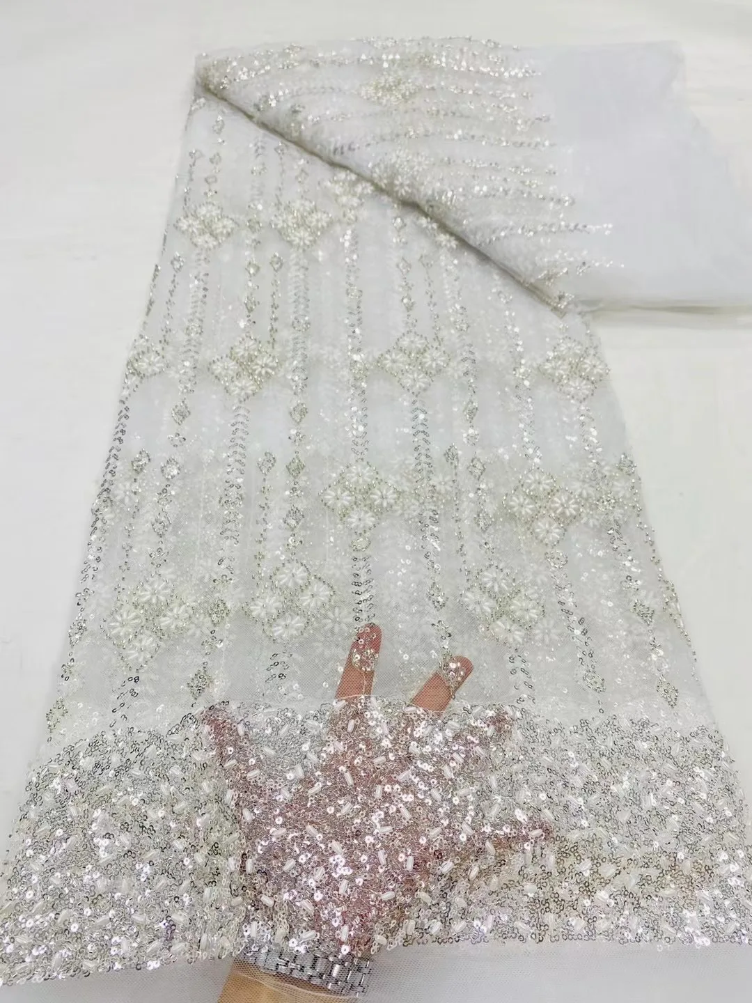 

2024 5 ярдов белая жаккардовая кружевная ткань женская для шитья выпускного платья пушистая Юбка Костюмы