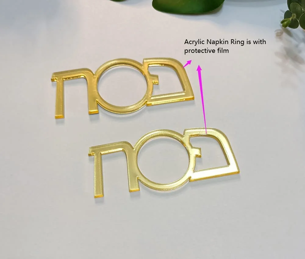Set of 10 Acrylic Napkin Rings Disposable Mirrored Napkin Holders for The Pesach Seder Passover Table Decor Jewish