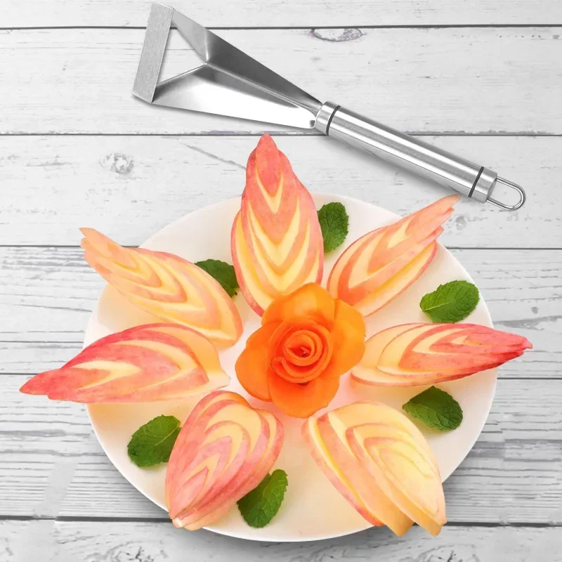 Stainless Steel Triangle Fruit Carving Knife Fruit Platter Artifact Triangle Vegetable Knife Non-slip Carving Blade Kitchen Tool fruit knife,kitchen knife