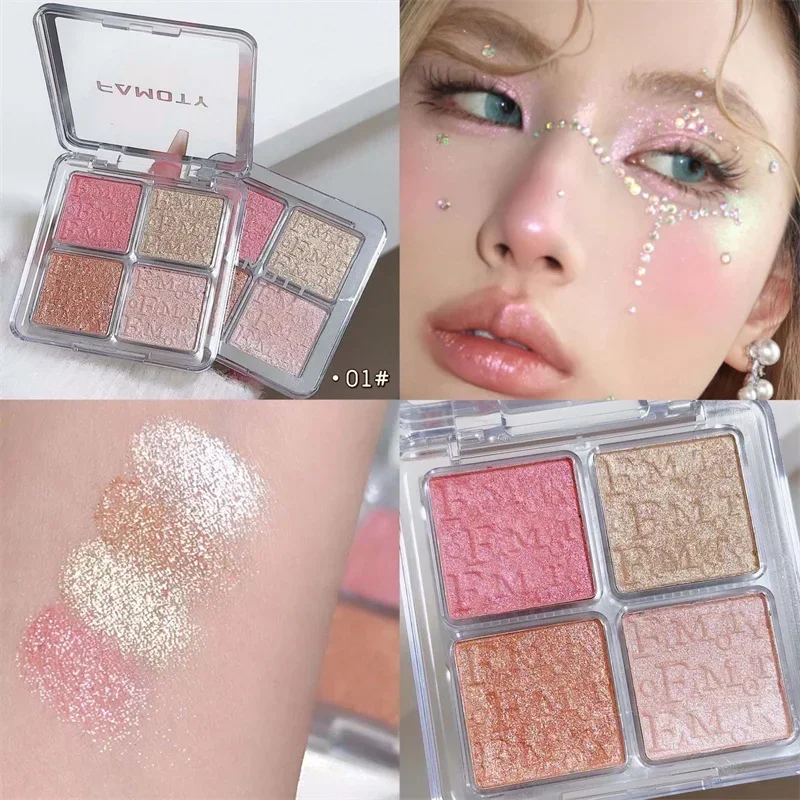 Description Picture 5 of item4 Colors Diamond Highlighter Powder Palette Face Contour Brighten Makeup Shimmer Ultra-concentrated Illuminate Cosmetic