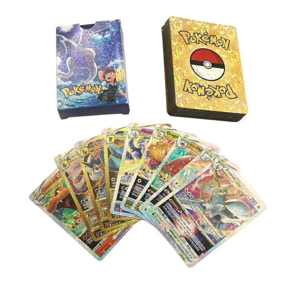 Pokemon Cards 27-55PCS Charizard Pikachu Arceus VSTAR VMAX pokemon cards game cards anime cards anime trading cards collectible cards