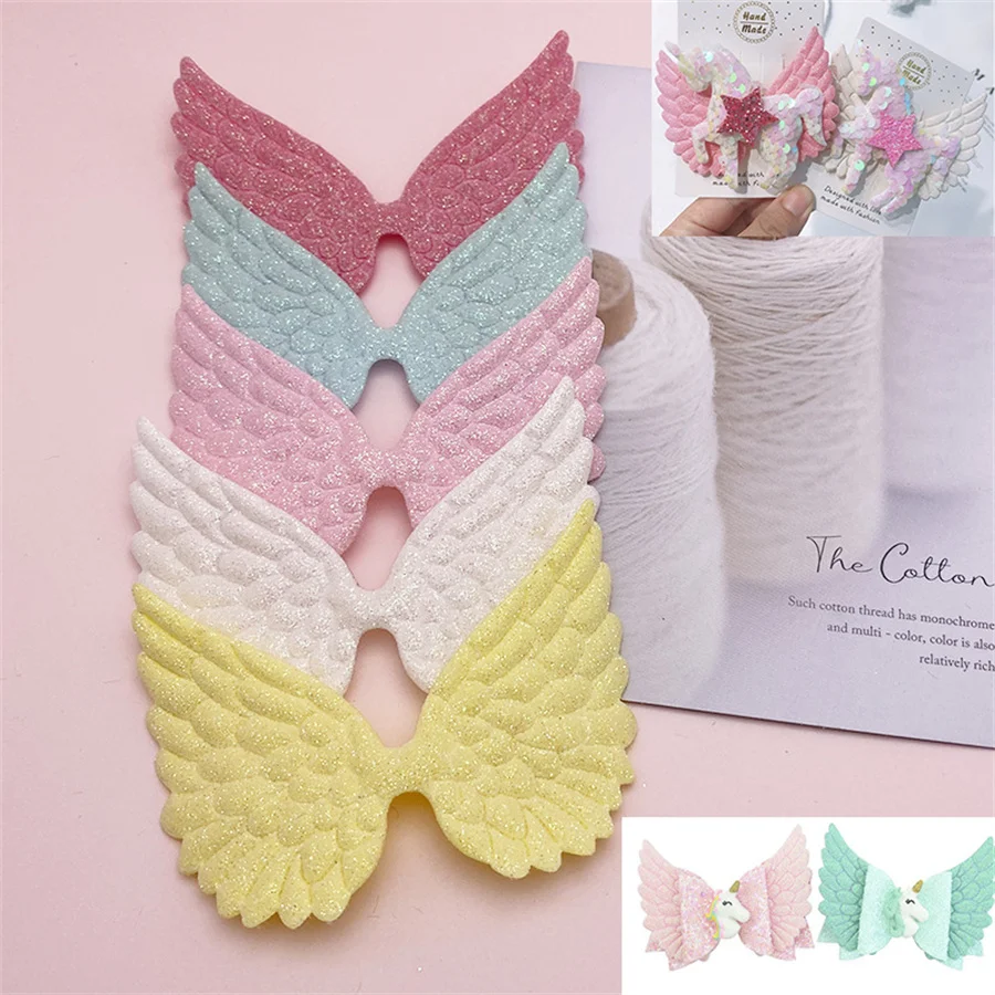 30Pcs/Lot Candy Color Shiny Angel Wing Padded Applique For DIY Clothes Hat Cosplay Decoration Patches Hair Clip Accessories