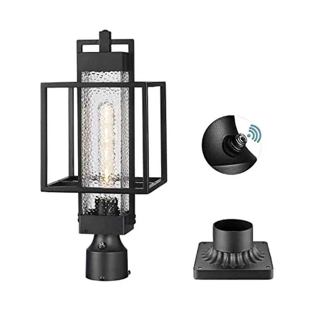 Outdoor Black Aluminum Post Light with Dusk to Dawn Sensor IP54 Waterproof Pier Mount Lamp Fixture OS-3008