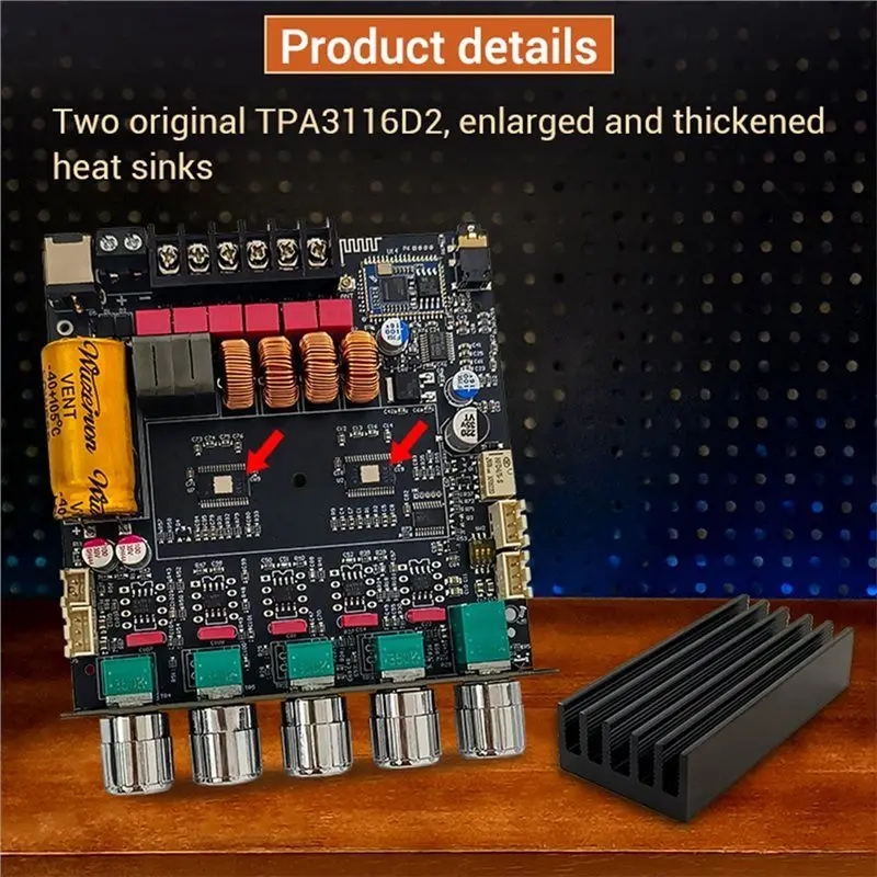 A41Z-TB21Q QCC3034+TPA3116 블루투스 증폭기 보드 2.1 채널 무손실 APTX 2X50W+100W 오디오 앰프 모듈(하우징 포함)