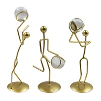 Basketball Player Action Figures Figurines Table Ornaments Abstract Iron Statue Crystal Ball Home Room Office Desktop Decoration 1
