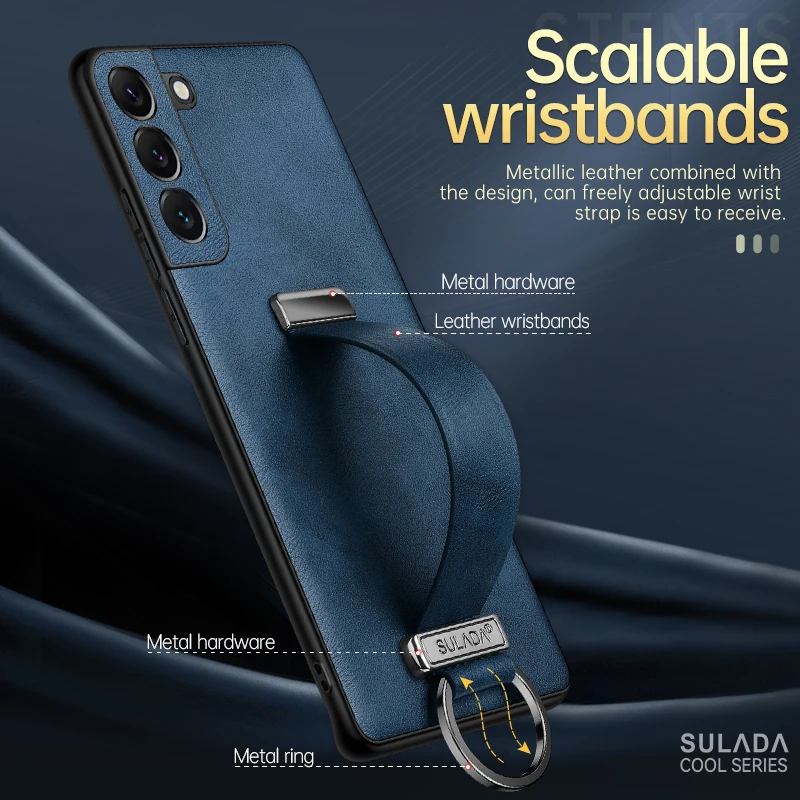 Premium PU Leather Protective Case with Finger Grip Strap