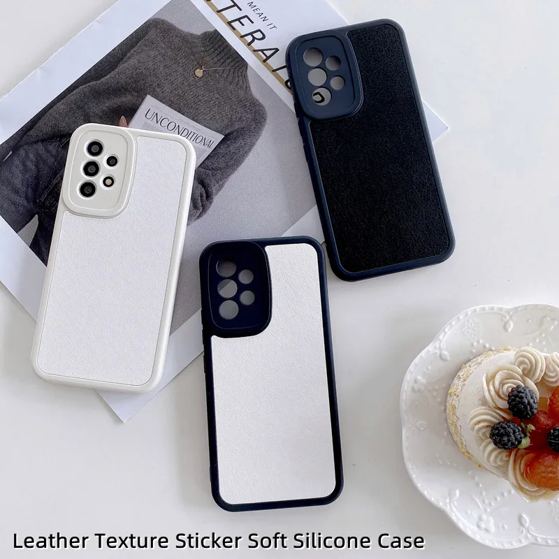 LITBOY Leather Stickers Silicone Case For Samsung Galaxy A52 A32 A51 S20 S21 FE S22 Ultra A50 A12 A22 A73 A53 5G A21S Soft Cover cheap galaxy s22 ultra case