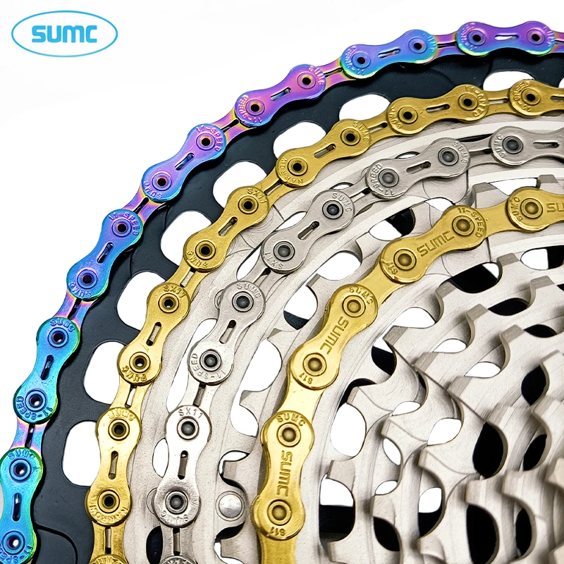 SUMC Bicycle Chain 9 10 11 12 Speed 9s 10s 11s 12s Titanium Ultralight MTB Mountain Road Bike Chains Gold Rainbow Bike Chain bicycle chain bicycle chains