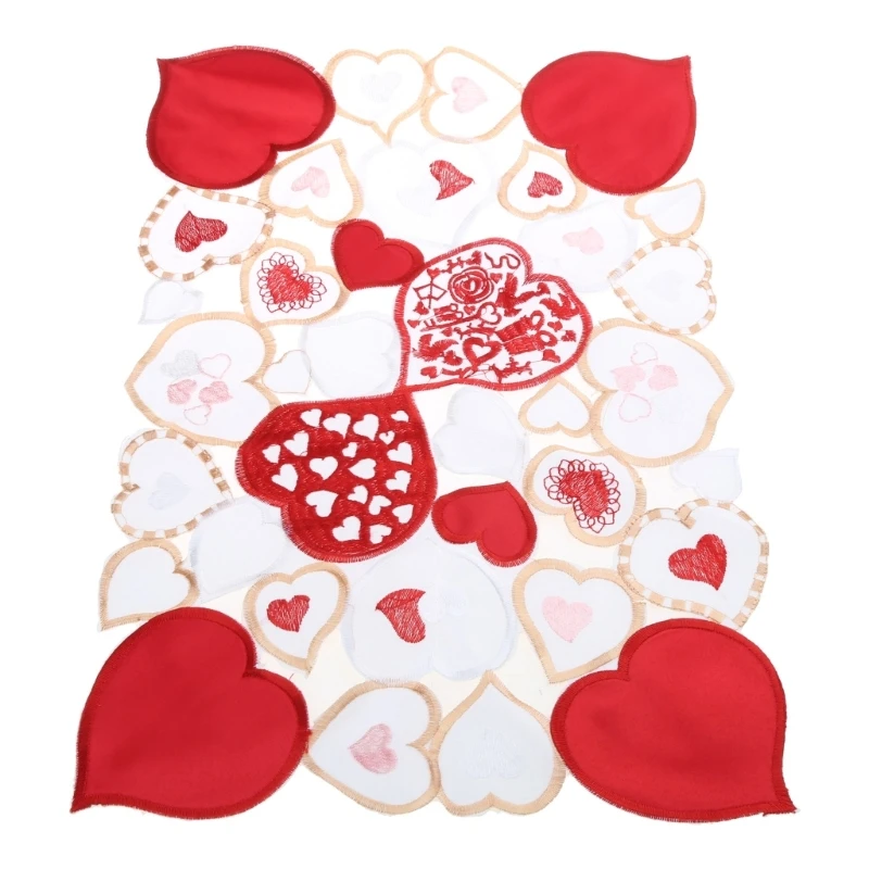 

Valentines Day Table Cloth Heart Table Runner Polyester Reusable Supplies for Holiday New Year Birthday Party Dropship