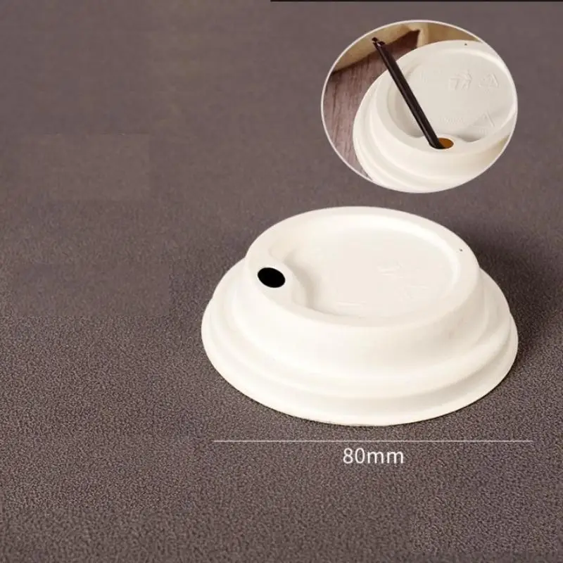 친환경 커피 뚜껑 80mm 90mm 사탕수수 펄프 종이 범용 50개 일회용 테이크아웃 사무실 파티용