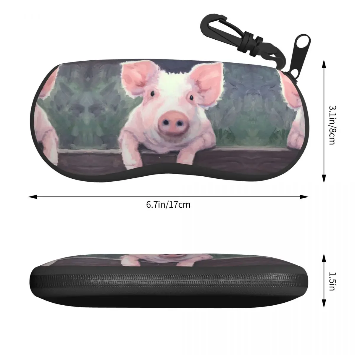Portable Eyewear Case Cover Farmhouse Pig Sunglasses Soft Glasses Box With Lanyard Zipper Eyeglass Protector