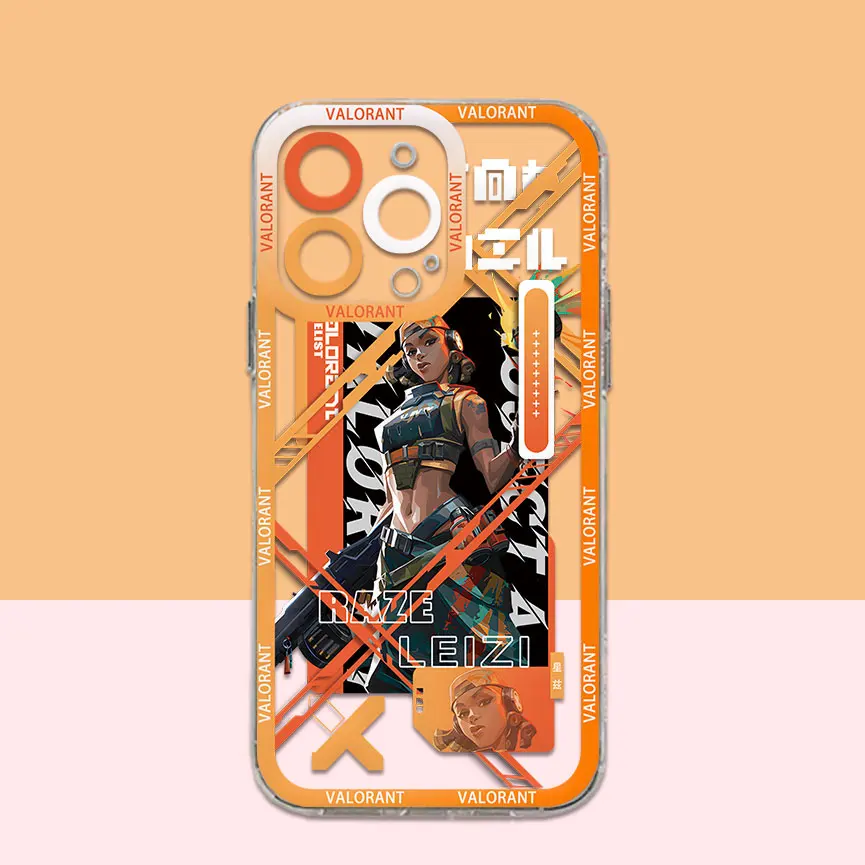 thumbnail image 1 of Funda de teléfono con diseño de personajes del juego Valorants para Samsung S24 S23 S22 S21 S20 S10 FE Note20 10 Plus Ultra Lite 5G, funda de TPU suave transparente, 1 of 5