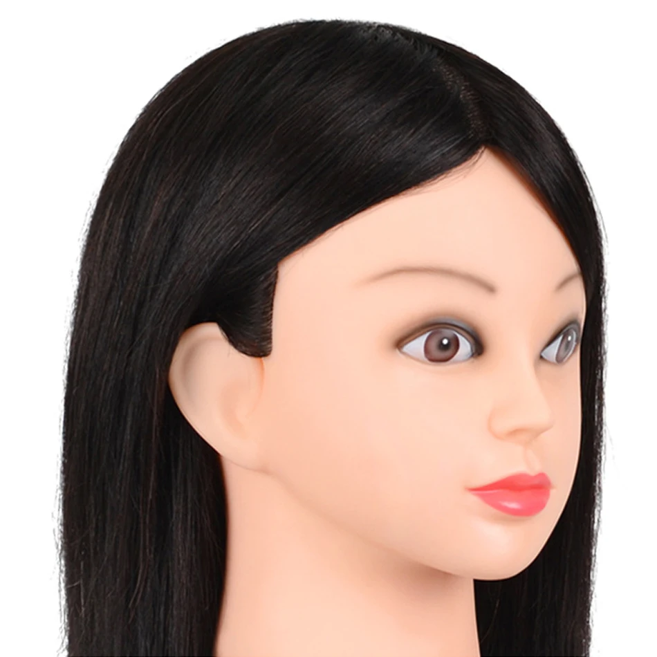Long Hair Mannequin Head with Human Hair Hairdresser Practice Training Head Cosmetology Manikin Doll And Wig Stand Tripod