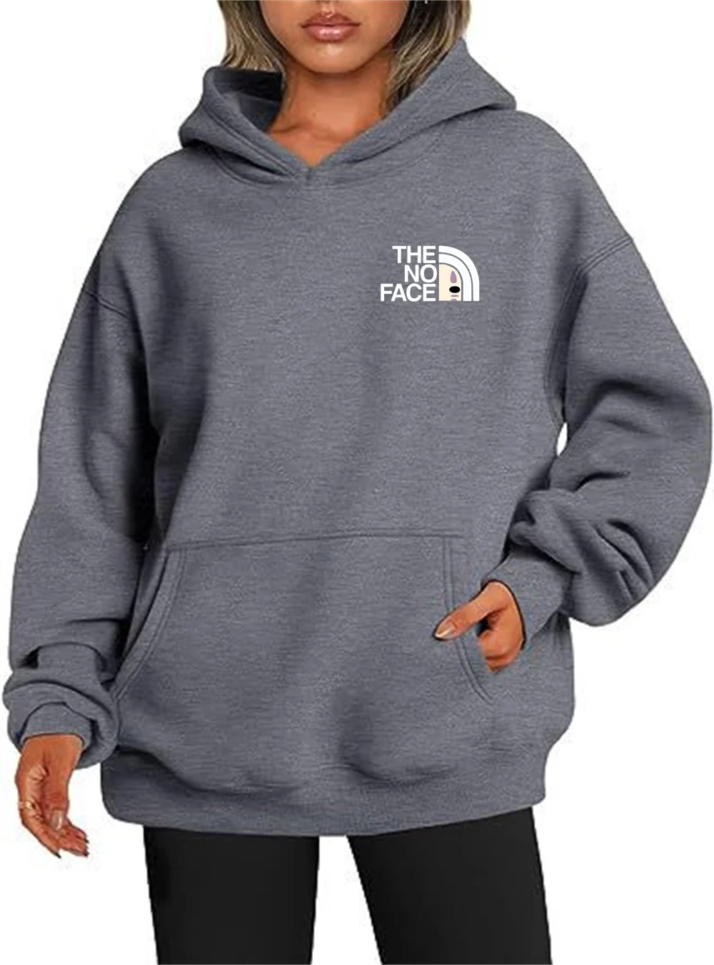 Безликий мужской сфере капюшона Осень/Зимняя женщина -пуловер.