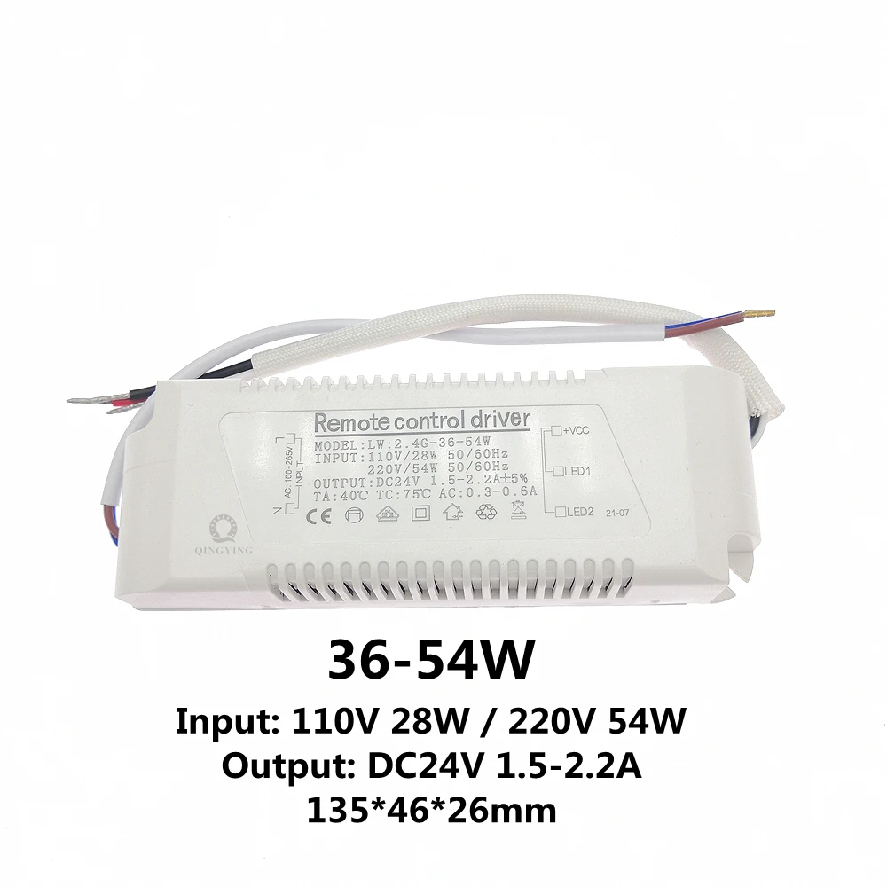 출력 24V 36-54W 2.4G LED 드라이버 AC110V 220V 색상 디밍 및 이중 색상 LED 스트립 Chandiler 용 전원 공급 장치 변경 가능