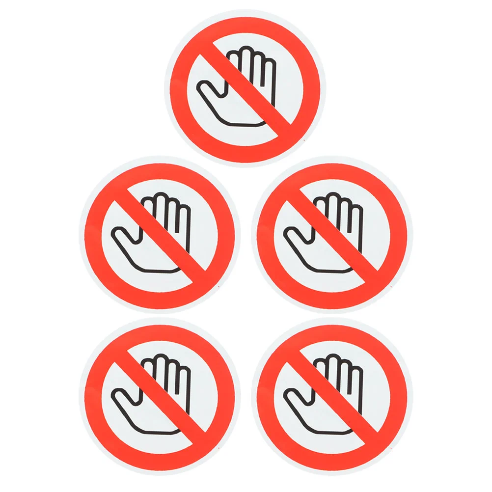 5 Sheets Safety Sign Stickers Signs Do Not Touch Adhesive Device Self-adhesive Vinyl Labels Warning Security
