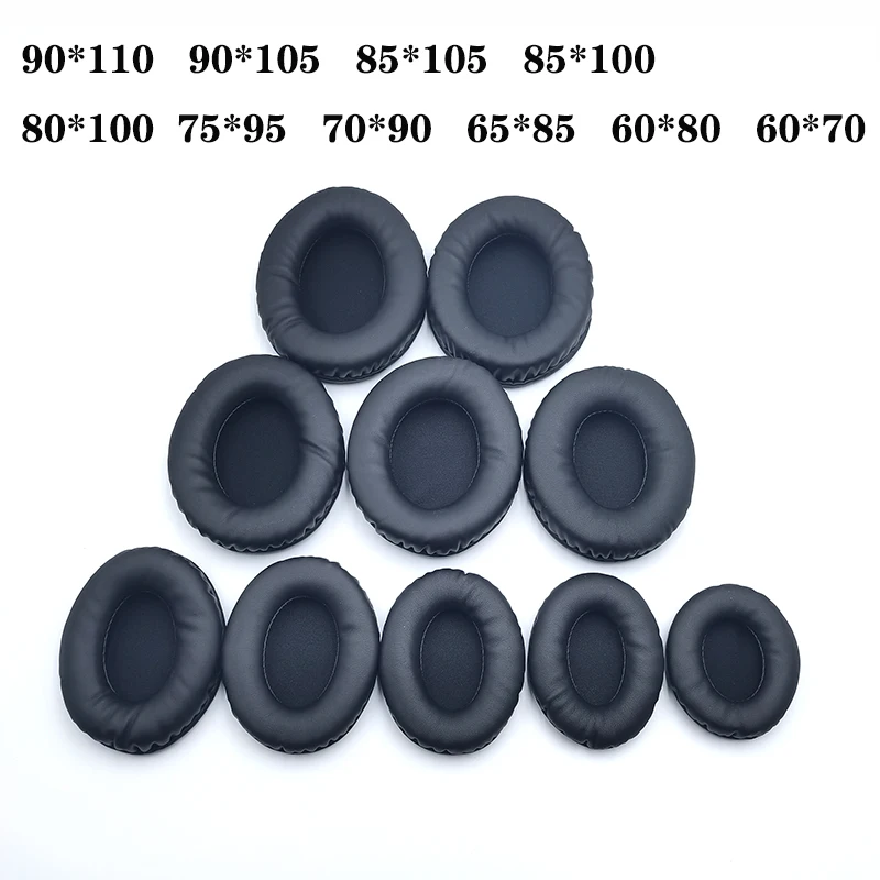 Oval Ear Pads For Headphones Covers Sponge Leather Foam Cushion 60*70 60*80 65*85 70*90 75*95 80*100 85*100 85*105 90*105 90*110
