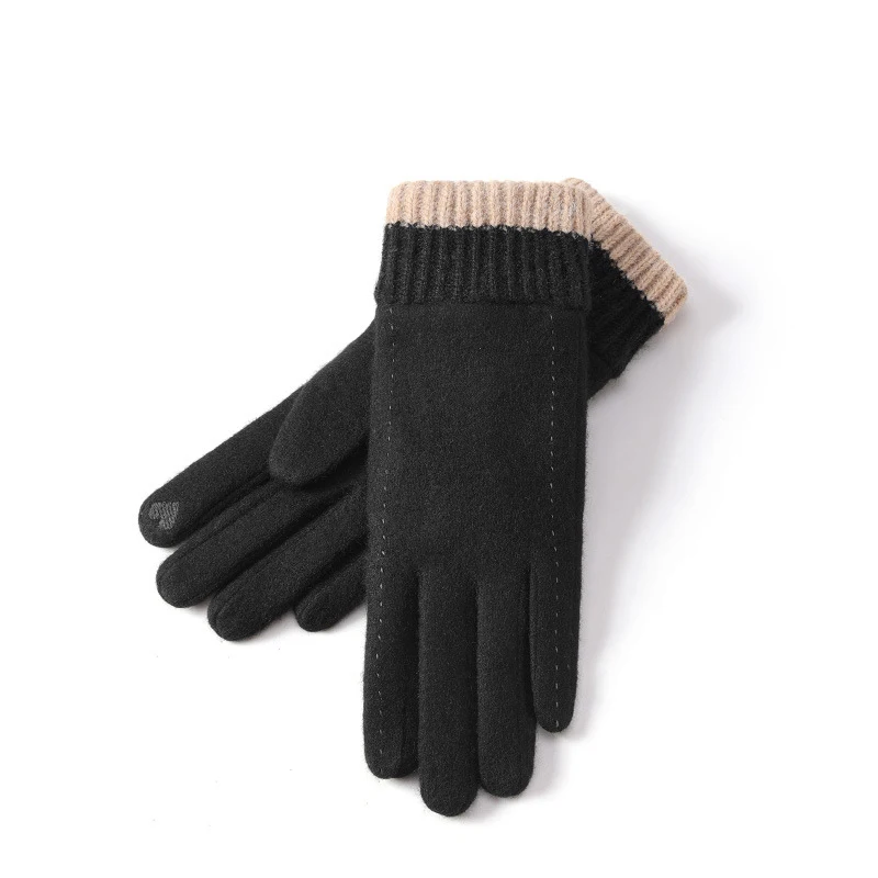 Gloves Women Winter Autumn Warm Wool Knit Fleece Lining Sports Skiing Accessory For Outdoor