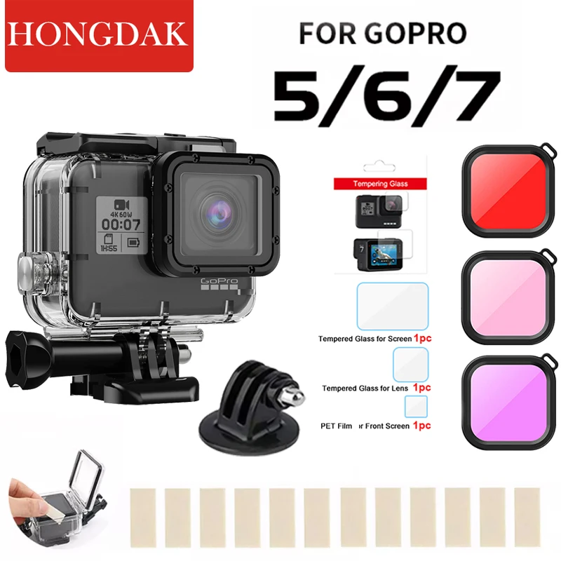 GoPro Hero 5 6 7 Black Waterproof Housing Case Underwater Driving For Go Pro 5 6 Protective Dive Cover Action Camera Accessoris standard border protector protective frame case for gopro hero 7 6 5 go pro action camera accessories