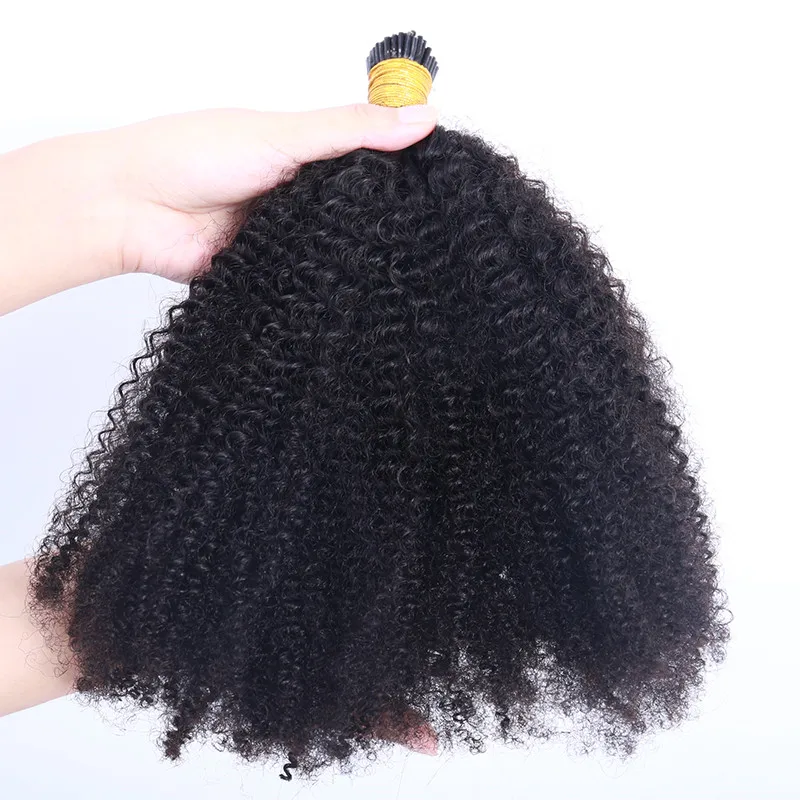 Curly I Tip Hair Extensions Natural Real Human Fusion Hair Extensions 50pcs/ Set Kinky Curly Keratin Tip Remy 12-30inch hair extensions