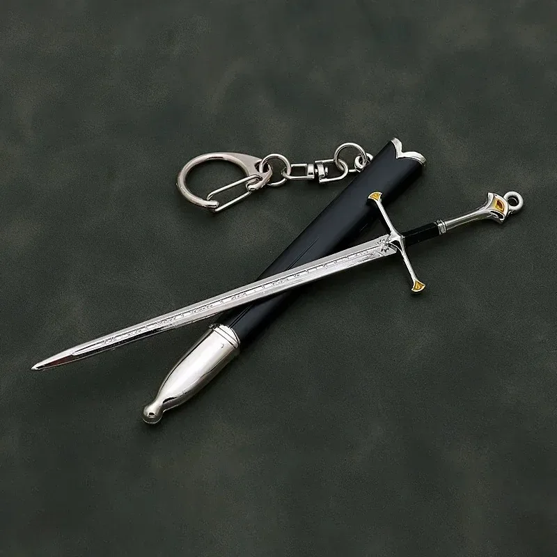 12cm Aragorn Narthil Sword Keychains Medieval Weapon Metal Katana Samurai Sword Keychain Ornaments Gifts Toys for Boys Collects 3