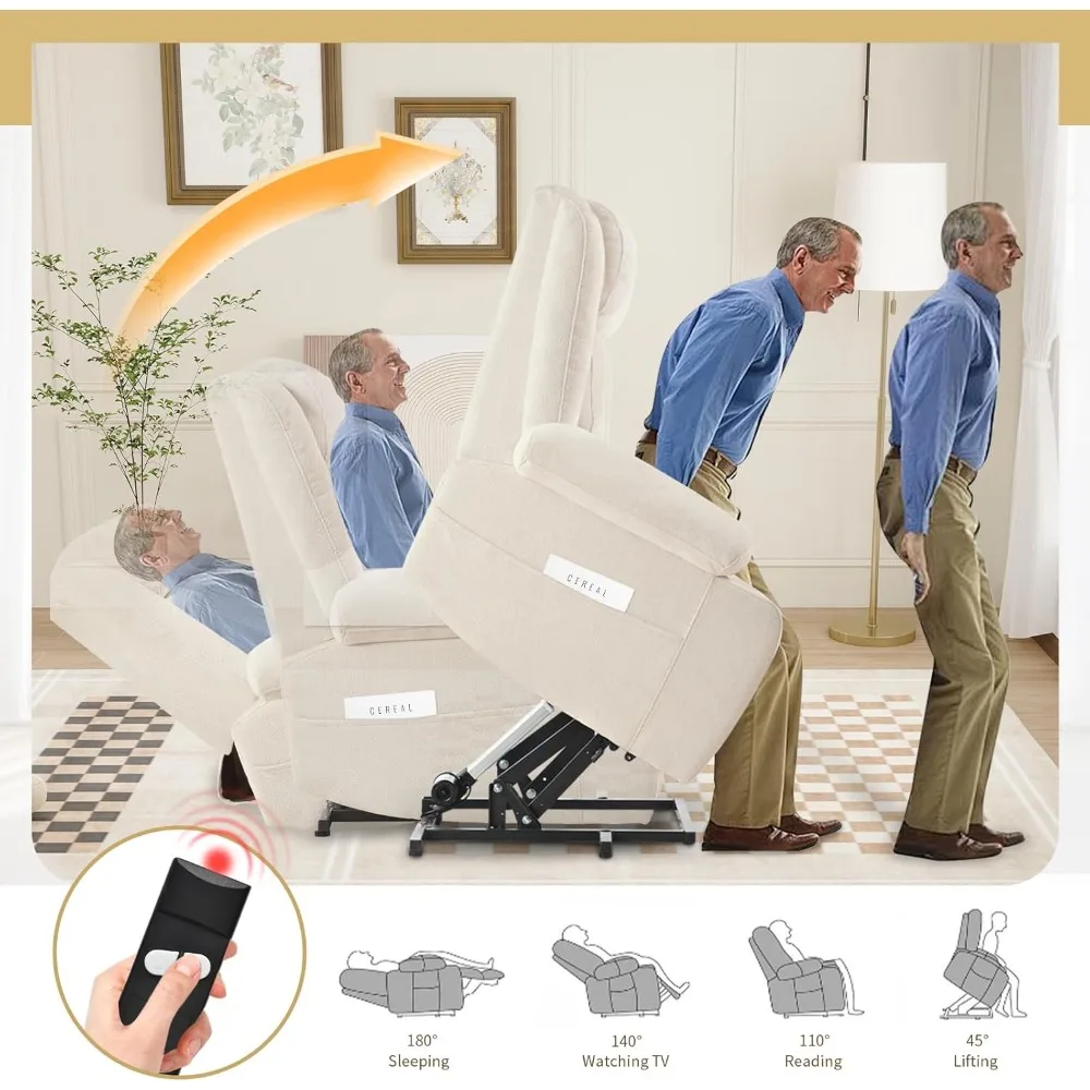 Electric Lift Recliner Chair for Seniors, Oversize with Remote Control, 400lbs Capacity & Extended Footrest
