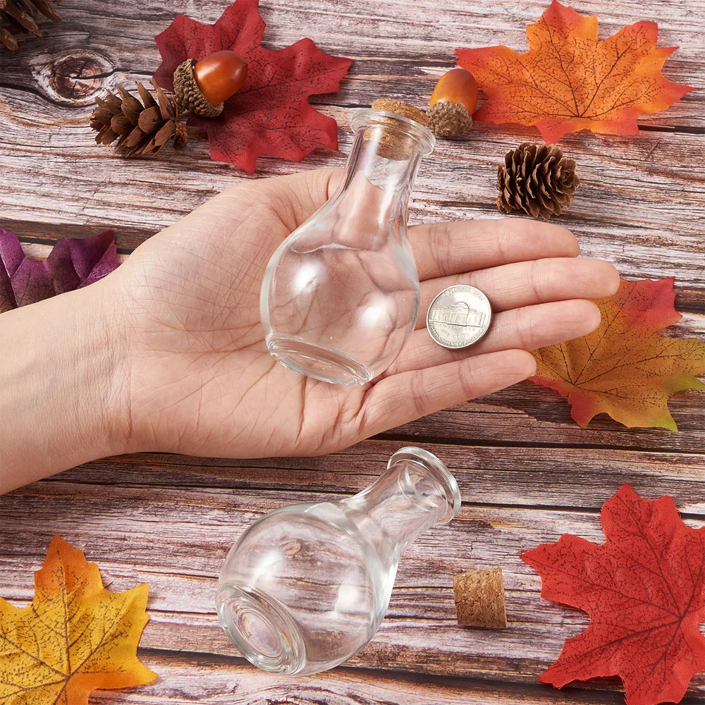 30pcs Glass Bottle for Bead Containers Clear Wishing Bottle  for jewelry making Decor 4.9x8.8cm with Cork Stopper,Capacity: 55ml