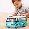 Coches de juguete de autobús urbano, coches de Metal fundido a presión para niños y niñas, vehículo de juego extraíble con sonido, puertas iluminadas y abiertas