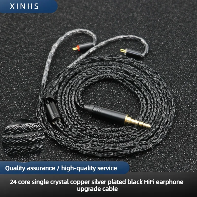 

XINHS 24 Core Single Crystal Copper Silver Plated HiFi Wire Headphone Upgrade Cable for KZ EDX ZSN ZSTX ZS10 TRN MT1